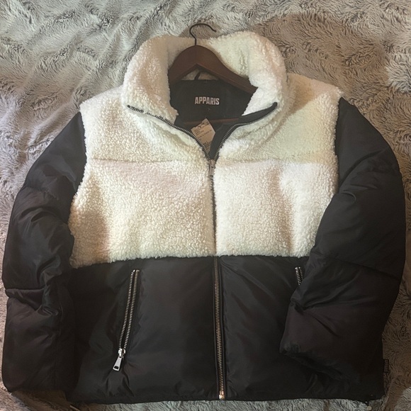 Apparis Women's Black and Cream Teddy Jacket - Picture 1 of 3